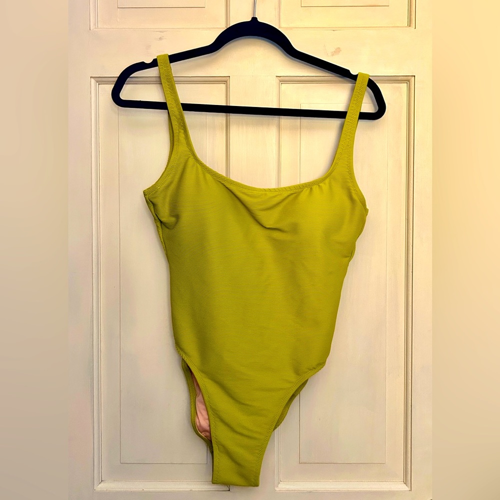 Long Torso Ribbed Squareneck One-Piece